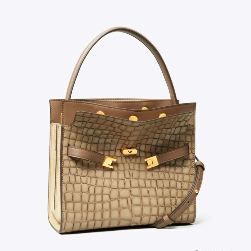 Tory Burch Lee Radziwill Croc Embossed Leather Bag